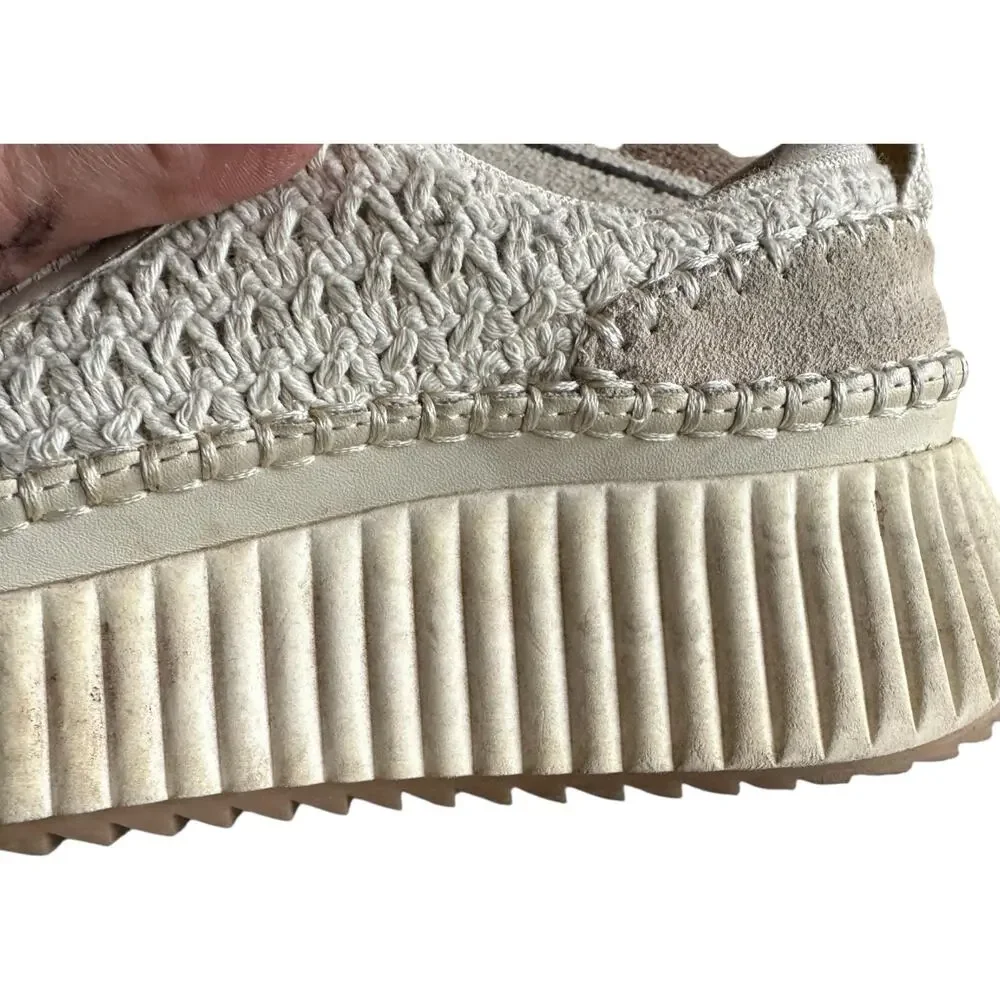 Dolce Vita Dolen Knit‎ Platform Sneakers Womens SZ 7.5 Sandstone Chunky Casual